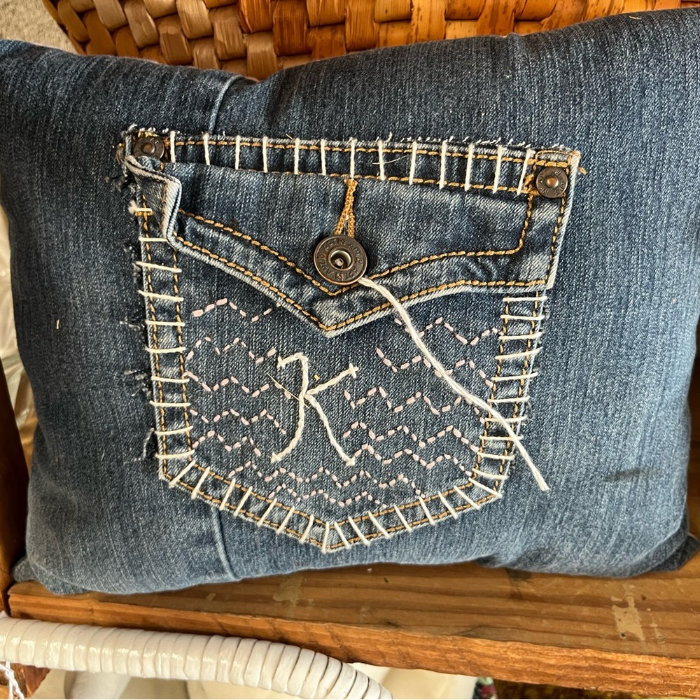 Denim Pocket Accent Pillow
